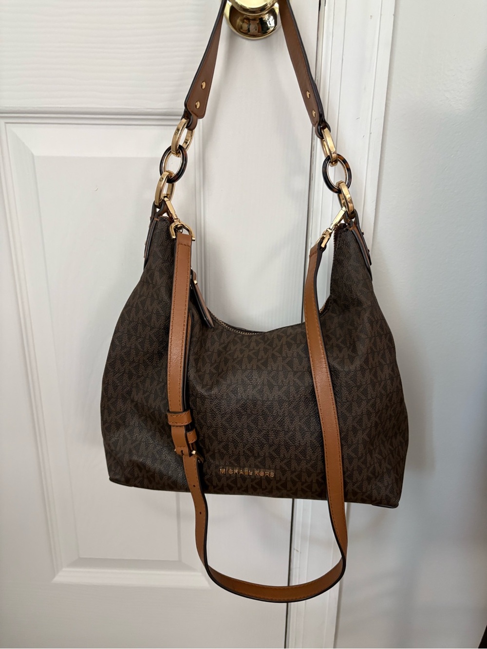 Michael Kors Monogram Classic Brown & Tan Hobo